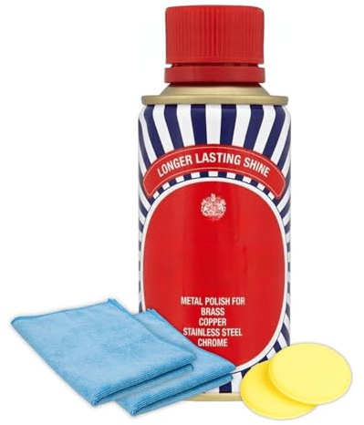 Brasso Metal Polish 175ml Bundled With Microfibre Cloths & Polishing Pads for Brass, Chrome, Copper & Stainless Steel