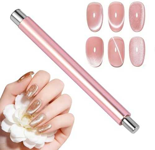 AYBUY Magnetischer Cat Eye Magnet Stift, Nail Art Werkzeug Magnetstift | Cat Eye Gel Pulver Oder Nagellack Nailart-Stick-Tool Für DIY, Doppelkopf 2 In 1Cateye Magnet Stift, Nail Art Design （Rosa）