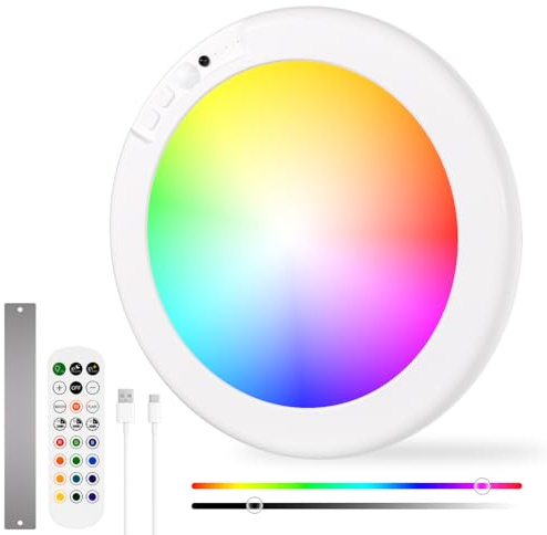 GOODEA Akku Lampe mit Bewegungsmelder, 13 RGB Farbe & 2 Dynamische Farbmodi | 3 Sensor Modus & Magnetische Wiederaufladbare Deckenleuchte ohne Bohre ohne Stromanschluss für Badezimmer Flur Wohnzimmer