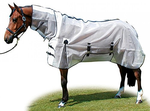 HKM Fliegendecke mit Halsteil, Rückenlänge 105 cm, weiß/schwarz