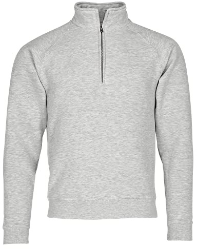 Fruit of The Loom - Sweatshirt mit Reißverschluss am Kragen, grau - grau, L