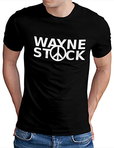 OM3® Wayne's World Stock T-Shirt - Herren - Waynestock Festival Dude Movie - Schwarz, XL