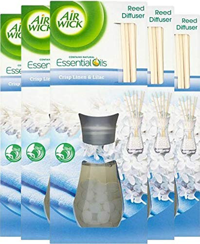 Air Wick Essential Oils Air Freshener, Reed Diffuser, Crisp Linen and Lilac, 25 ml, Single