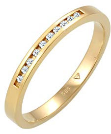 DIAMORE Ring Damen Edel Klassisch mit Diamant (0.10 ct.) aus 585 Gelbgold