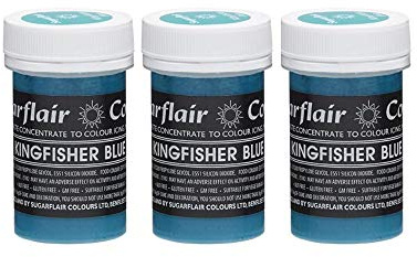 Sugarflair Kingfisher Blue Pastel Food Colouring Paste, Highly Concentrated for Use with Sugar Pastes, Buttercream, Royal Icing or Cake Mix, Subtle Colour Dye - 25g (Pack of 3)