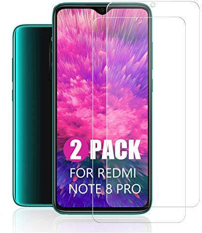 SCL Xiaomi Redmi Note 8 Pro Protector de Pantalla Redmi Note 8 Pro Cristal Templado para Xiaomi Redmi Note 8 Pro, Cristal Templado Redmi Note 8 Pro Protector de Pantalla (2 Paquete)