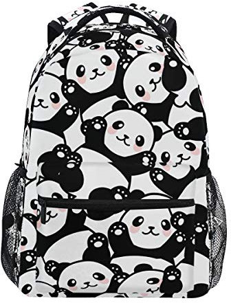 JUMBEAR Panda Travel Backpack Laptop Middle School Students Canvas Kids Bookbag Lightweight Fashion Business Waterproof Shoulder Daypack for Womens Mens Boys Girls