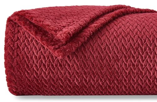 NEWCOSPLAY Flanell Decke Sofa Kuscheldecke Weizenohren Muster sofadecke Super weich und kuschelig Sofaüberwurf Rot-Wohndecke 230x270 cm als Tagesdecke
