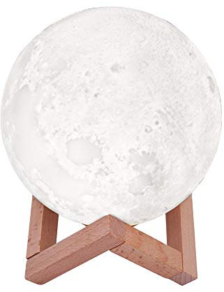 TOPCHANCES Mondlampe 3D Gedruckt Mondlicht Nachtlicht LED Lunar Fernbedienung Tischlampe Dimmbar Helligkeit Warm und Kaltweiß Lunar Schreibtischlampe für Kinder Geschenk Freundin Geschenk (15 cm)