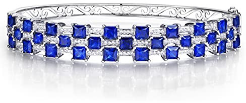 Beydodo Armband 750 Weißgold Echtschmuck, Armreifen Charms 3 Reihen mit Saphir 8.9ct Bettelarmband Damen Diamant