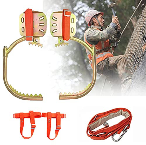 WZFANJIJ Steigeisen für Bäume, Baumkletterschuhe Spike-Set, Sicherheitsgurt Verstellbarer Lanyard Rope Rescue Belt, zum Schneiden Von Bäumen Zementstange Baumkletterhaken,Uprightonetooth,500Model