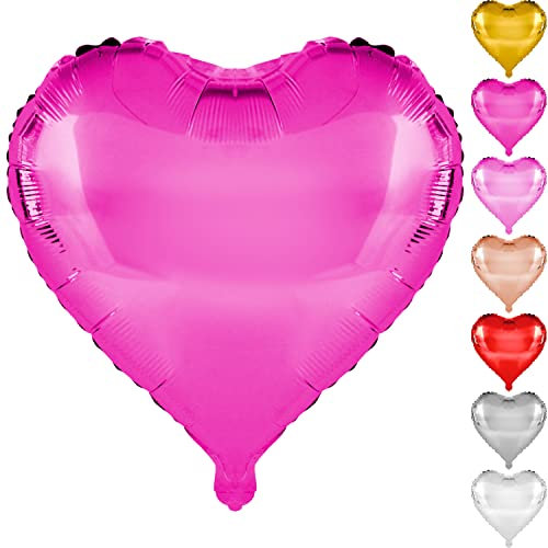 DekoRex Folienballons Herzen 10Stk. 45cm Liebe Hochzeit Deko (Farbe: Pink)
