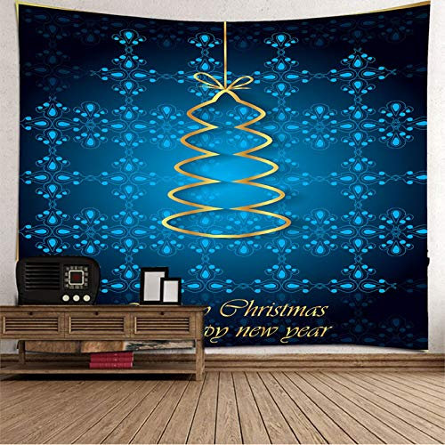 Banemi Wandteppich Junge, Muster Weihnachtsbaumband Blau Polyester Wandbehang Coole Teenager 260X240cm