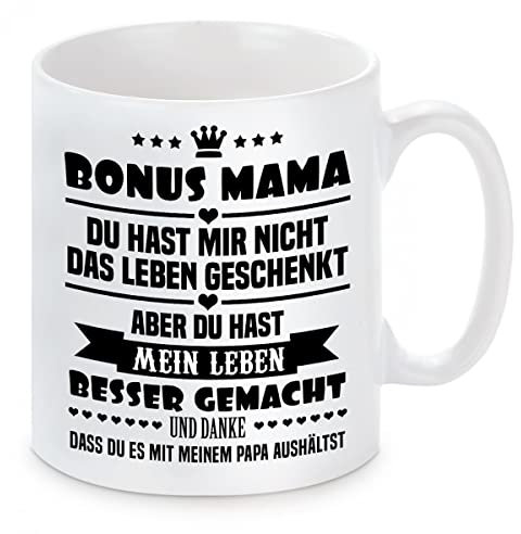 Herzbotschaft Tasse mit Motiv - Bonus Mama - Stiefmutter