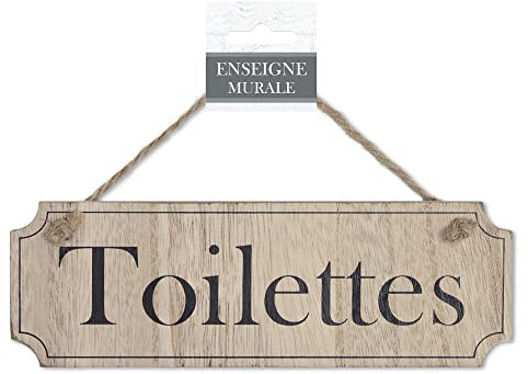 STC Plaque porte bois toilettes