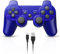 Powerextra PS-3 Wireless Controller for Play-Station 3 with High Performance Upgraded Joystick Rechargeable Battery Double Shock for PS-3 (Blue)