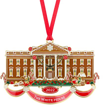 Official 2022 White House Christmas Ornament | Brass. 3 x 2.25 in. State Dining Room tradition. Annual collectible holiday keepsake.
