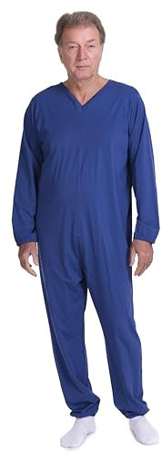 FERRUCCI COMFORT Pyjama Gériatrique avec Fermeture éclair au Dos - 100% en Coton - pour Les Personnes âgées - 9078 ML PL - Fermeture éclair renforcée (L)