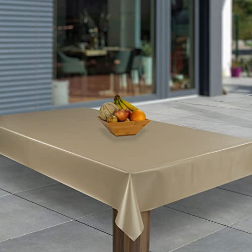 laro Wachstuch-Tischdecke Abwaschbar Garten-Tischdecke Wachstischdecke PVC Plastik-Tischdecken Eckig Meterware Wasserabweisend Abwischbar GAC, Muster:Beige Hochglanz, Größe:110x200