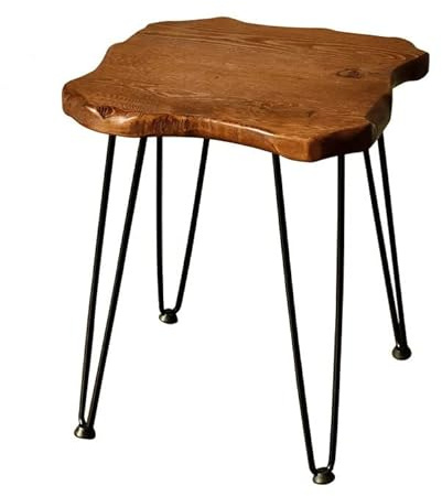Spetebo Massivholz Beistelltisch aus Kiefernholz 45 cm eckig | Natürliche Tischkanten, Sofatisch Couchtisch Nachttisch, Dekotisch Blumentisch, Massiv, Handgefertigt