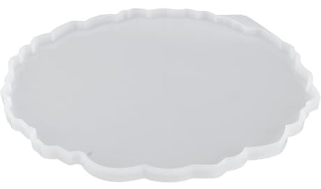 Cyrank Epoxidharz Formen Silikon, Runde Tablettform Aus Harz, Silikonformen Epoxidharz, Kristall-Untersetzer-Formen Für Harzgießen, Unregelmäßiges Silikon-Serviertablett Achat Epoxidform Obsttablett
