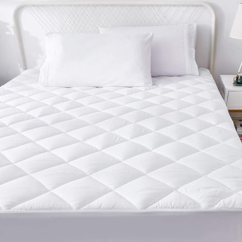 Moonlight Bedding Mattress Protector Double Bed Extra Deep 30 Cm Stretch Skirt Anti Allergy Quilted Mattress Topper Breathable Fitted Mattress Cover (135 X 190 Cm)