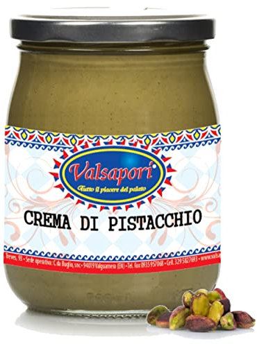 Valsapori - CREMA DI PISTACCHIO DI SICILIA (100 gr) - PISTACCHI 45% | Crema di Pistacchio Siciliano Spalmabile ricca di Magnesio, Potassio e Sali Minerali - Pistacchio Selezionato, Qualità Elite