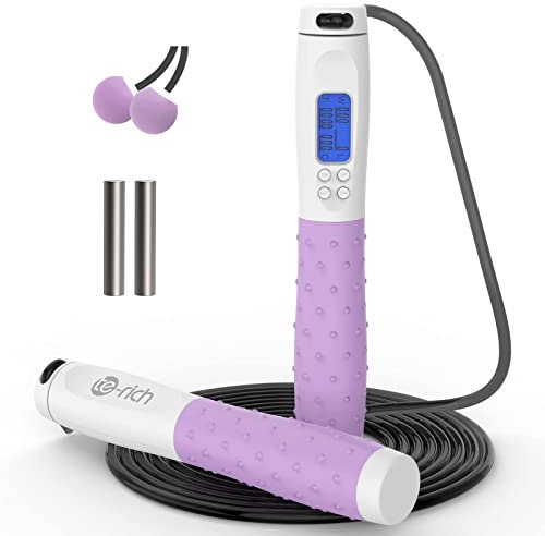 Te-Rich Springseil Sport, kabellos, mit Zähler, Jump Rope 3 m, verstellbar, mit Kugellagern aus Stahl, rutschfeste Griffe für Erwachsene/Kinder/Fitness/Crossfit/Boxen/Gym