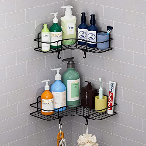 Kiemeu Étagère d'angle de douche sans perçage - Étagère de douche d'angle à ventouse - Étagère murale de salle de bain - Panier de rangement pour salle de bain