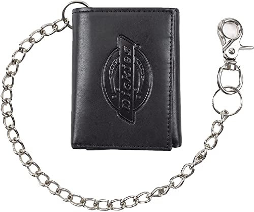 Dickies Herren Lederkette Trifold Klassische Kapazität Geldbörse Schwarz