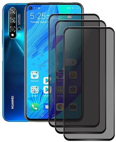 nulala 3 Piezas Protector Pantalla de Privacidad para Huawei P20 Pro, Antiarañazos, Sin Burbujas, Dureza 9H, Cobertura Completo Película Cristal Vidrio Templado Antiespia para Huawei P20 Pro