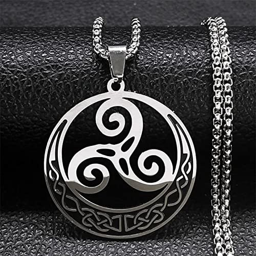 Halskette mit Anhänger Wikinger-Dreizack Halbmond-Halskette silberfarbene Knotenkette Halsketten Schmuck Halsband Schmuck Geburtstagsgeschenke für Damen und Herren