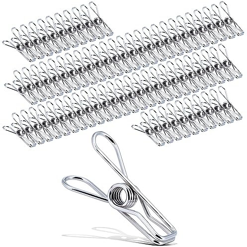Pince a Linge INOX 70 pièces Antirouille Pinces à Linge Metal Multi-usages Epingle a Linge pour Les Serviettes, Vêtements, Chaussettes, Cordes à Linge, Documents en Papier, Cuisine, Bureau