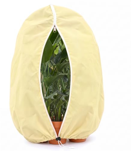 TOFFCAEA 160x180cm Winterschutz für Pflanzen, 80 g/m² Frostschutz Kälteschutz Pflanzenschutzsack, mit Reißverschluss und Zugband, Atmungsaktiv, Reißfest,für Baum Palmen(160x180cm,1 Stück)