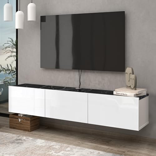 Atelier Mobili Floating TV Stand for 75 inch TV, Floating Entertainment Center for 65 inch TV, Floating TV Stand Wall Mounted, Floating TV Console
