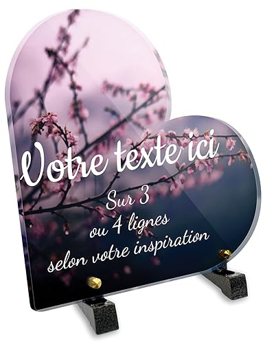 OCAP-FUNERAIRE.COM - Placa funeraria con diseño de flores de cerezo (6 mm, personalizable en varias líneas, 20 x 20 cm)