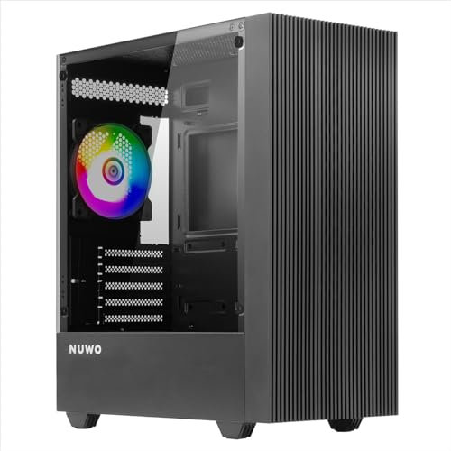 Nuwo Raythe R101 - Carcasa Micro ATX Mini-ITX para PC Gaming Desktop Office Mini Tower 0,50 mm SPCC, Ventilador ARGB direccionable de 120 mm, USB 3.0, Frontal de Malla y Panel Lateral de Cristal