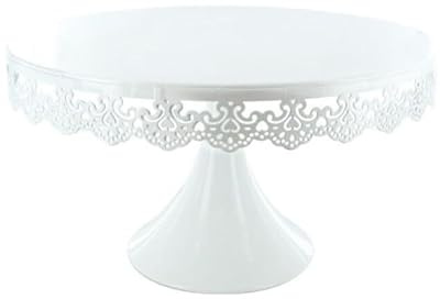 Présentoir gâteau blanc broderie Ø 30 cm