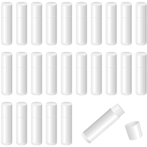 25 Stück Lippenstifthülsen leer, Lippenstifttuben leere Lippenstifttuben leere Lippenbalsambehälter für selbstgemachte Lippenbalsams nachfüllbar mit Verschluss (weiß, 5 g)