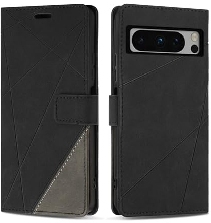 SONWO Cover per Google Pixel 8 PRO, Flip Caso in PU Pelle Case Cover Custodia con Slot per Schede e Supporto Stand per Google Pixel 8 PRO, Nero