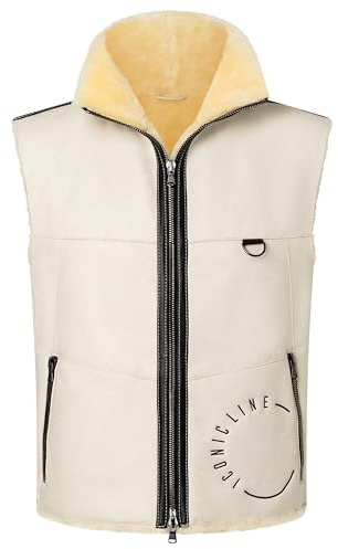 CHRIST Werner BEICONIC WESTE unisex Lammfell-Weste aus 100% medizinischem Premium-Fell hält kuschelig warm, geeignet als urbane Outdoor oder Winterweste, in farbe natur, Gr. S/M oder L/XL