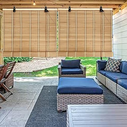 Sh000ad Store Enrouleur Bambou Naturel,Rideau en Bambou,écran de Intimité de Porche ou Patio,Store Occultant en Bambou Exterieur pour Fenêtres,Protection Solaire,Largeur x Hauteur (120cm x 180cm)