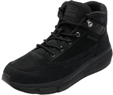 Tommy Hilfiger Uomo Stivali Warm Nubuck Hybrid in Pelle, Nero (Black), 41