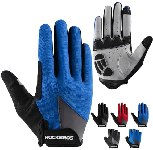 ROCKBROS Cycling Gloves for Men Women Breathable Gel Pad Full Finger