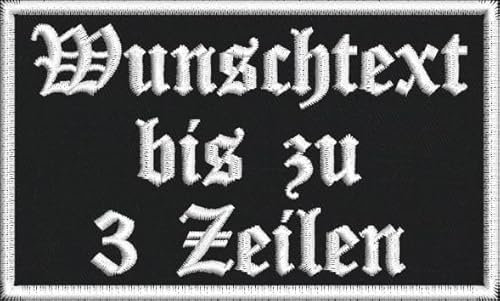 Individuell bestickter Aufnäher/Patch rechteckig mit Wunschtext (Schwarz)