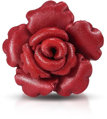 AeraVida Superbe bague en cuir rouge rose en fleur | Bijoux faits à la main pour femme | Bague en cuir | Bagues florales pour femme | Bague de taille unique, Cuir véritable, Aucune pierre précieuse