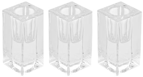 Kerzenständer (3 STK.) Kerzenhalter für Stabkerzen Tisch-Deko zur Hochzeit Taufe Konfirmation & Kommunion aus Glas Farbe: Transparent Höhe 8cm