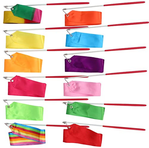POPETPOP Rhythmisches Turnband mit Griff, 12 Stück, 2m für Kinder