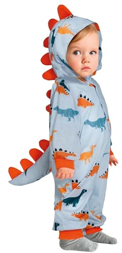 FIESTAS GUIRCA Dino Pyjama Baby Kostüm Karneval Fasching Kleinkinder – Baby Dinosaurier Strampelanzug – Onesie Karnevalskostüm Baby Junge 18-24 Monate