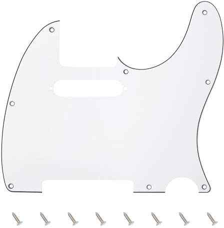 Banworks 3-lagiges Tele-Schlagbrett, 8-Loch-Schlagbrett für E-Gitarre, Schlagplatte für USA/Mexikanische Standard-Tele im modernen Stil, Telecaster JT/HB-03, Weiß